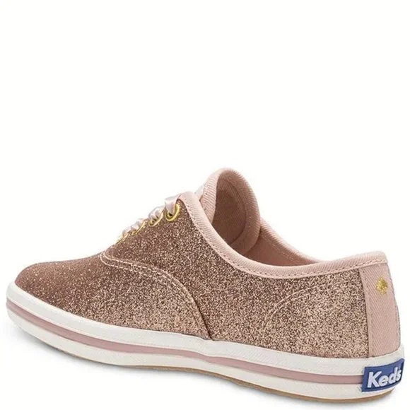 NEW Keds x Kate Spade Sizes 5.5, 6 Youth Girls Glitter Sneakers - Rose Gold - Picture 3 of 5